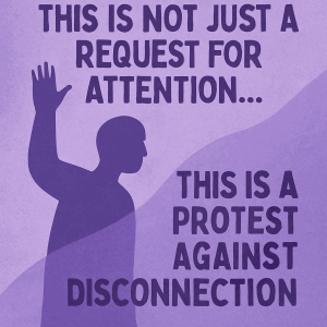 A person with one arm raised toward the sky, symbolizing protest, vulnerability, and a longing for connection – Optima Health Services