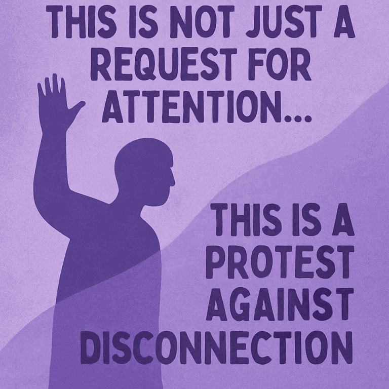 A person with one arm raised toward the sky, symbolizing protest, vulnerability, and a longing for connection – Optima Health Services